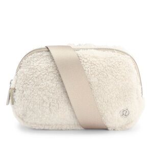 Lululemon Ivory Sherpa Belt Bag Silver Hardware